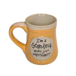 I'm a Grandma whats your Superpower? Burton+Burton 18oz Ceramic Pottery Cup